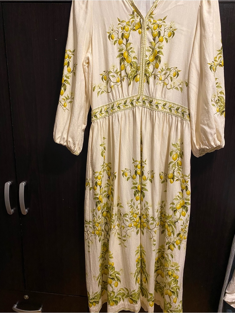 Max Studio Cream Dress with Yellow Lemon Print - Picture 5 of 5